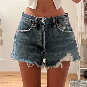 cute agolde ripped jean shorts
